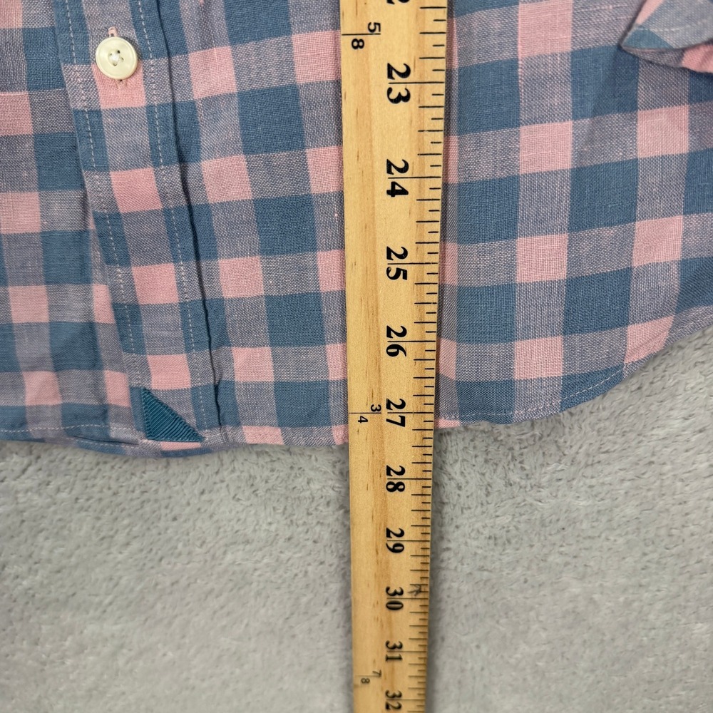 UNTUCKit Mens Medium Sutton WR Slim Fit Linen Shirt Pink Blue Gingham Check Flex - Picture 5 of 8